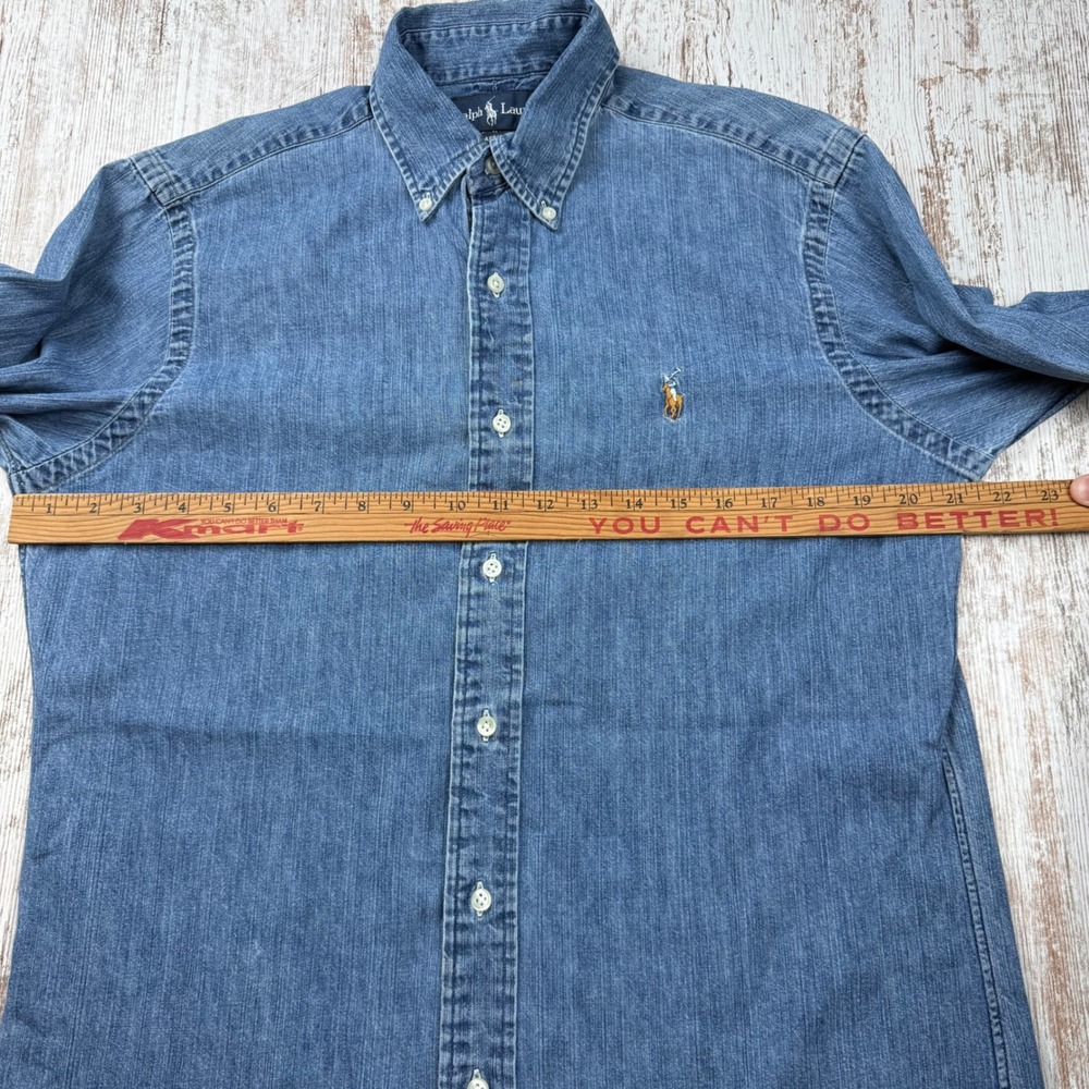 Ralph Lauren Mens Classic Fit Denim Button Down Shirt Long Sleeve S Flesh Pony - Picture 8 of 10